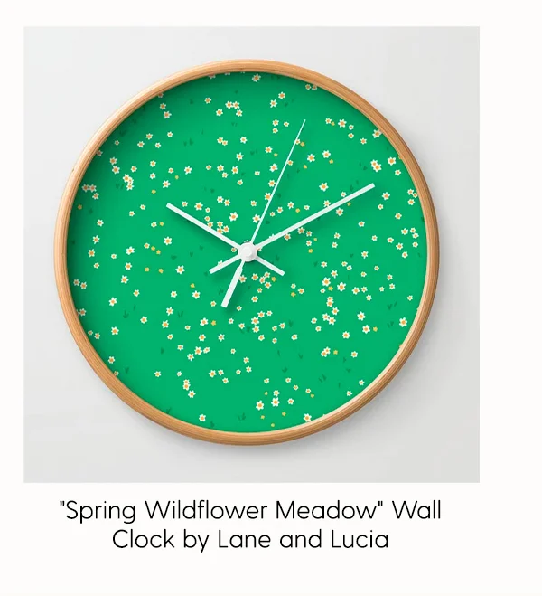 Spring Wildflower Meadow Wall Clock by Lane and Lucia