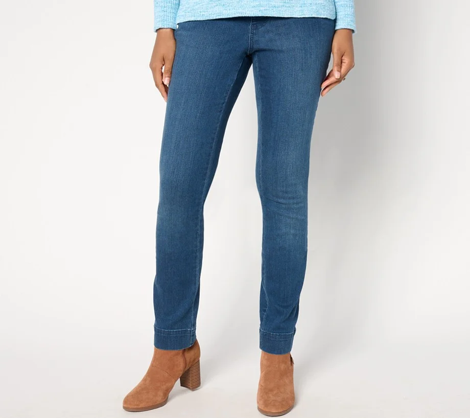 Belle by Kim Gravel Regular TripleLuxe Denim Straight Leg w/Wide Hem