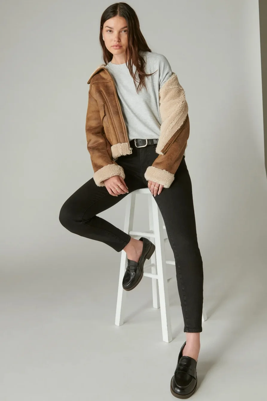 Image of Lucky Brand Mid Rise Ava Skinny - Women's Pants Denim Skinny Jeans in Clean Black