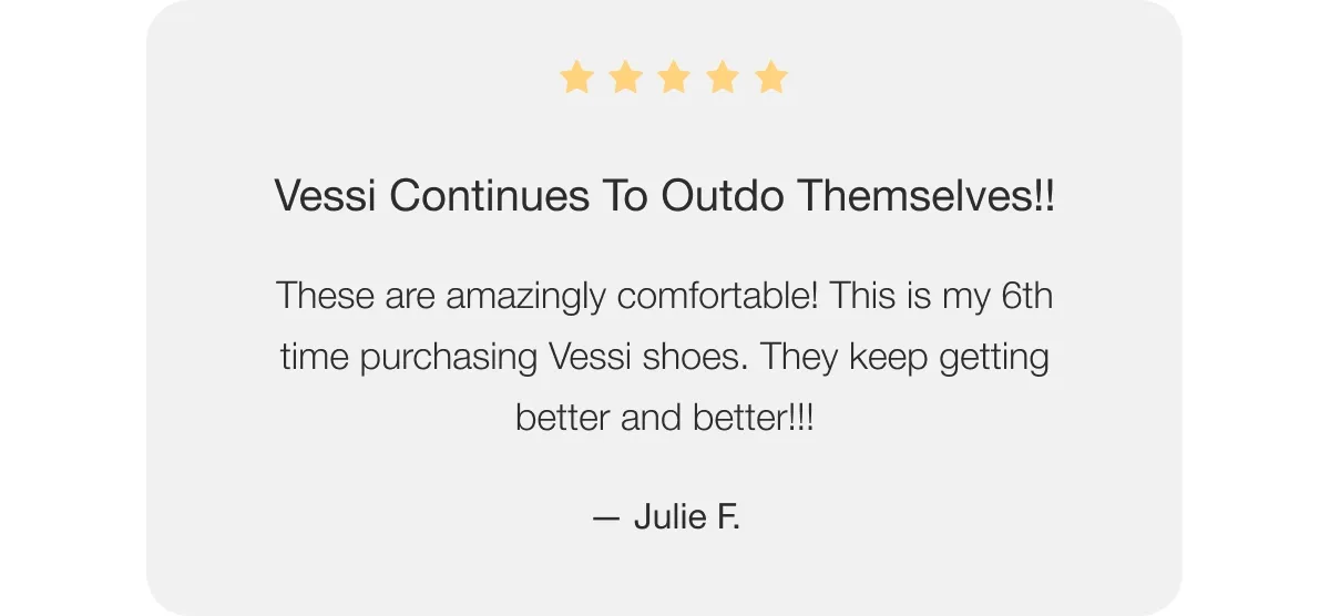 GIF of five star reviews for Vessi shoes.