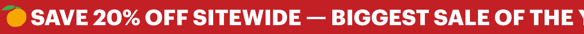 Running banner: SAVE 20% OFF SITEWIDE — BIGGEST SALE OF THE YEAR