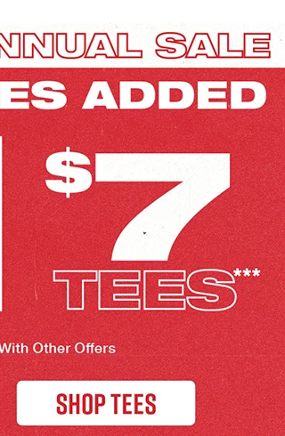 $7 tees. Not combinable with other offers.