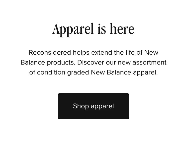 Apparel is here. Reconsidered helps extend the life of New Balance products. Discover out new assortment of condition graded New Balance apparel. Shop apparel.