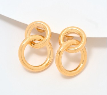 David Markstein Bronze Double Circle Interlocking Earrings