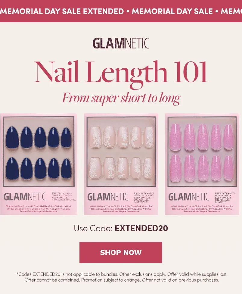 Shop 20% off Nails by Length with the code EXTENDED20