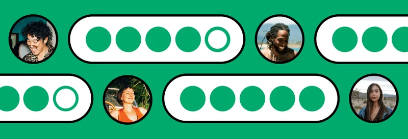 Image description: Graphic with bubble ratings and user avatars.