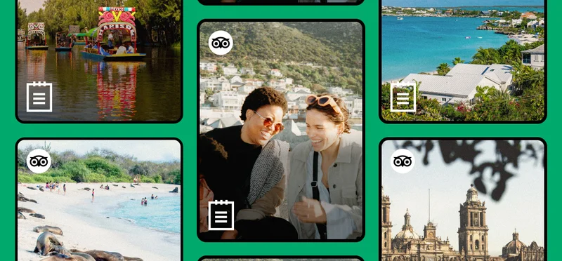 Image description: Various article cover photos with article graphic icons and Tripadvisor logo icons.