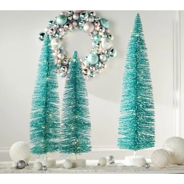 Set of 3 Oversized Lit Bottlebrush Trees by Valerie