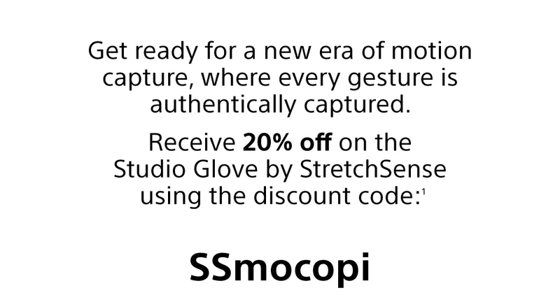 Get ready for a new era of motion capture, where every gesture is authentically capture. Receive 20% on the Studio Glove by StretchSense using the discount code: SSmocopi(1)