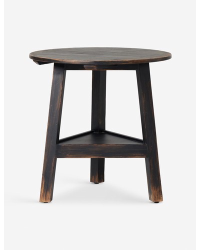 Shepley Round Side Table-Distressed Black