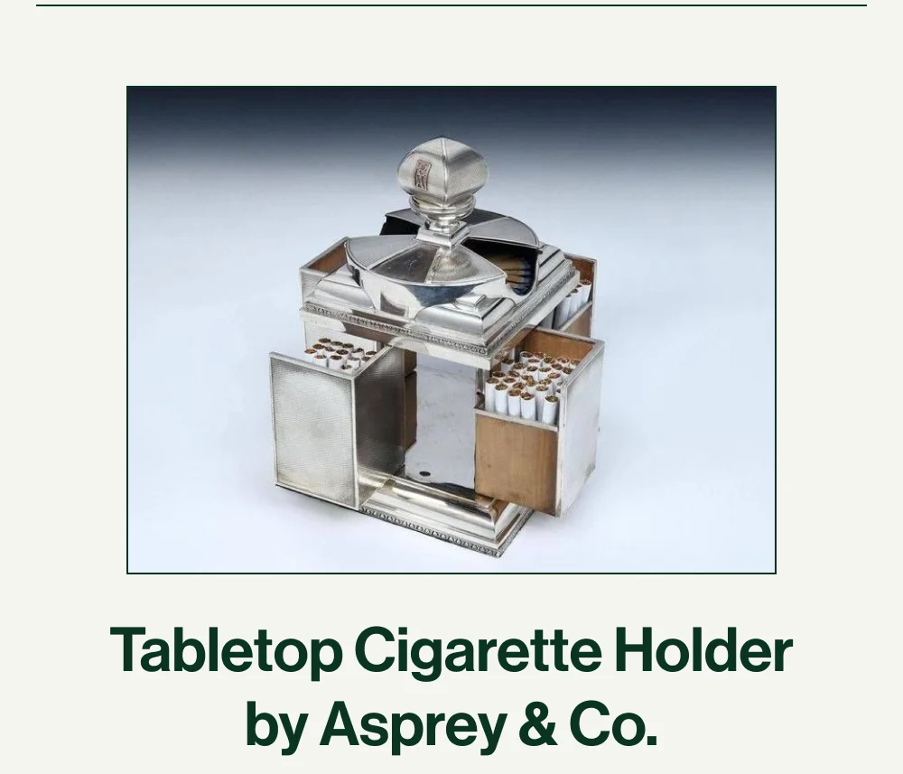Asprey & Co. Vintage Sterling Silver Table Top Cigarette Box Holder