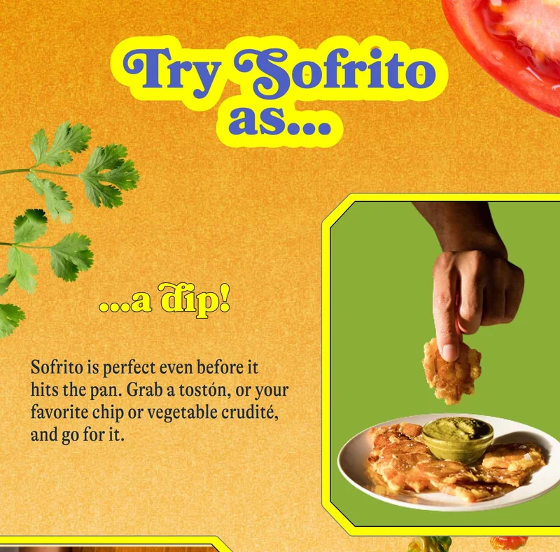 …a dip!  Sofrito is perfect even before it hits the pan. Grab a tostón, or your favorite chip or vegetable crudité, and go for it.