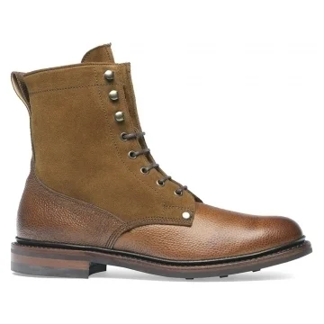 Scott R Shearling Lined Derby Boot in Almond Grain/Maracca Suede