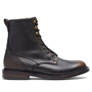 Scott R Shearling Lined Derby Boot in Bronze Rub Off Grain Leather