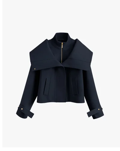 Overlay Collar Jacket Navy
