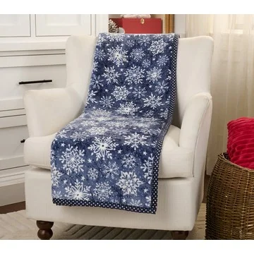 Kringle Express Oversized 60x80 Holiday Printed Throw w/ Trim