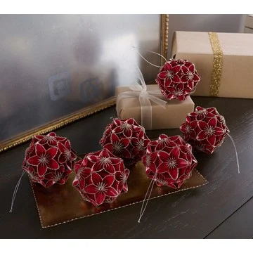 Home Reflections S/6 Gold Trimmed Poinsettia Ornaments