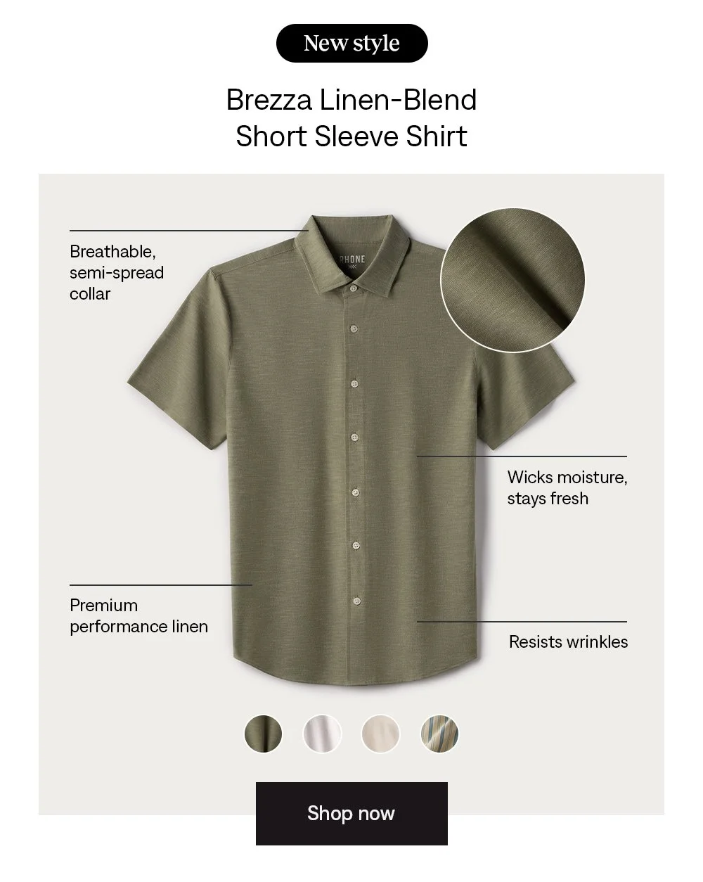 Brezza Linen-Blend Short Sleeve Shirt