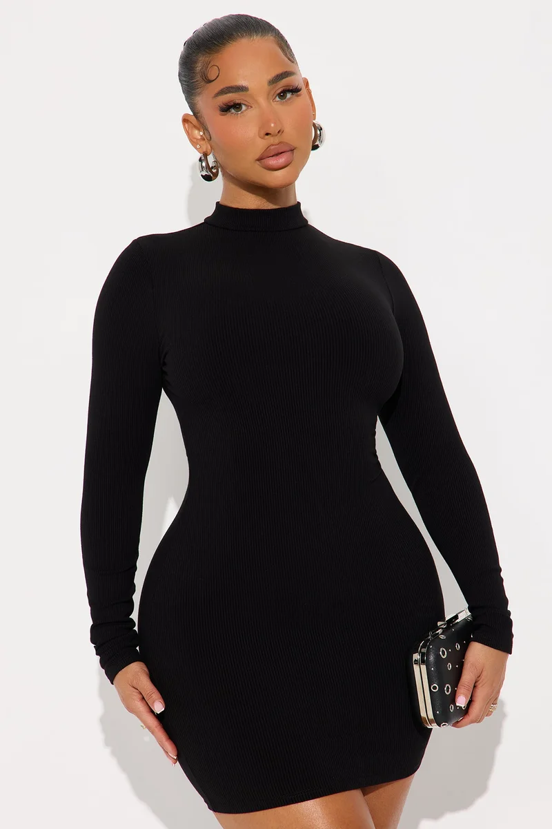 Image of Maribel Snatched Mini Dress - Black