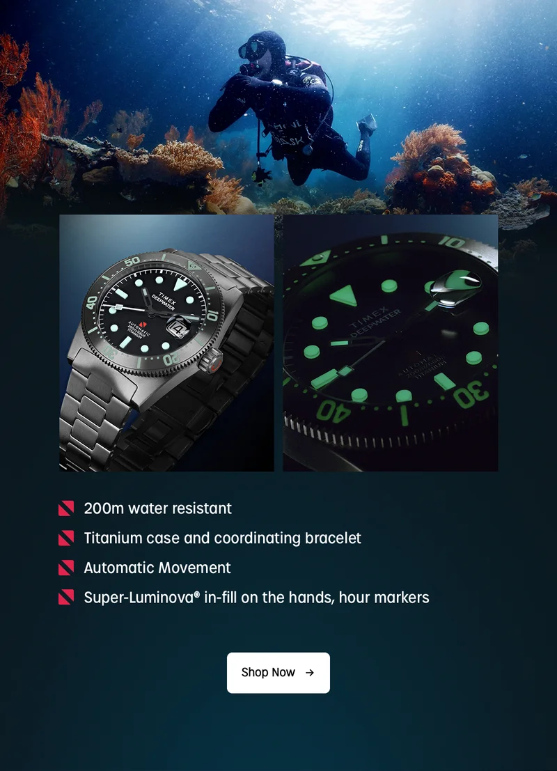 Shop Now (Deepwater Reef 200 Titanium Automatic) - Timex