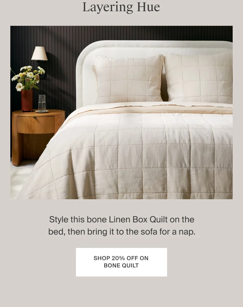 20% Off Linen Box Quilt