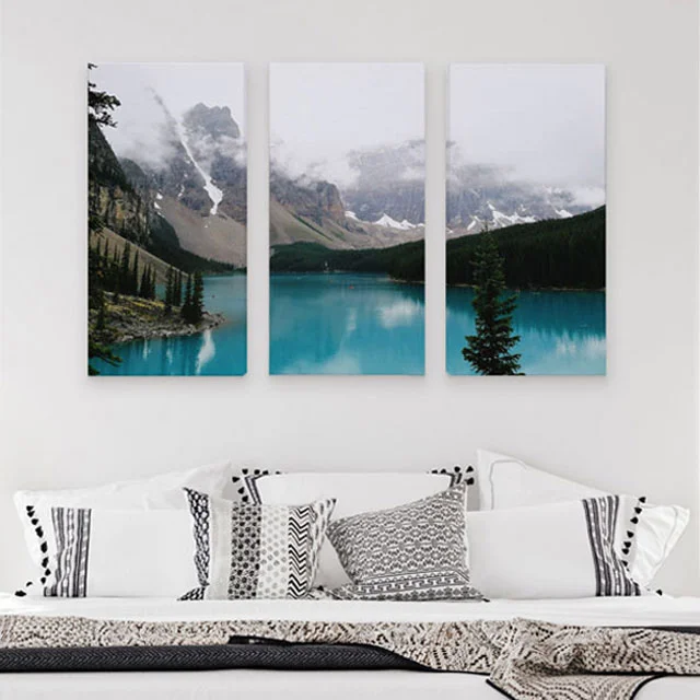 Triptych of mountains.