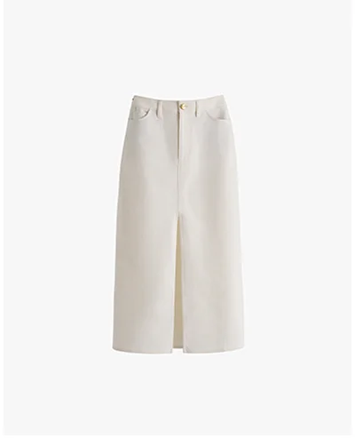 Front Slit Maxi Skirt Ecru