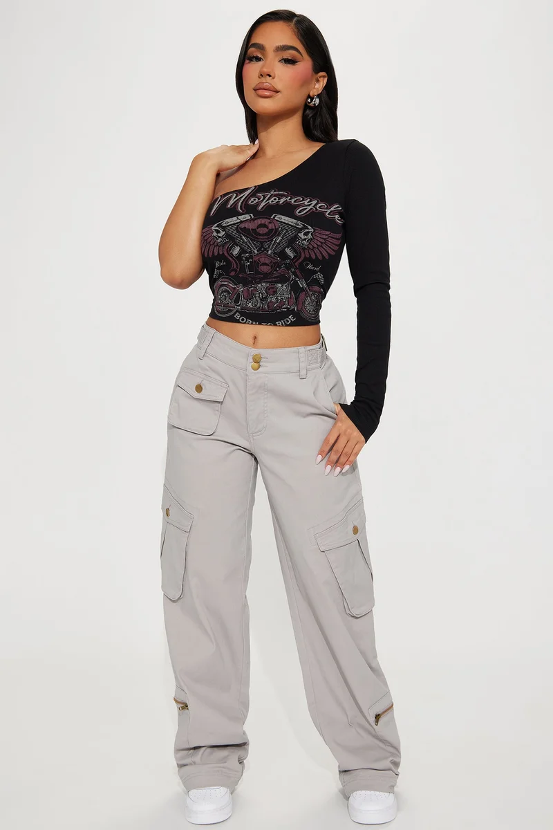 Image of High Standards Wide Leg Cargo Pant - Grey
