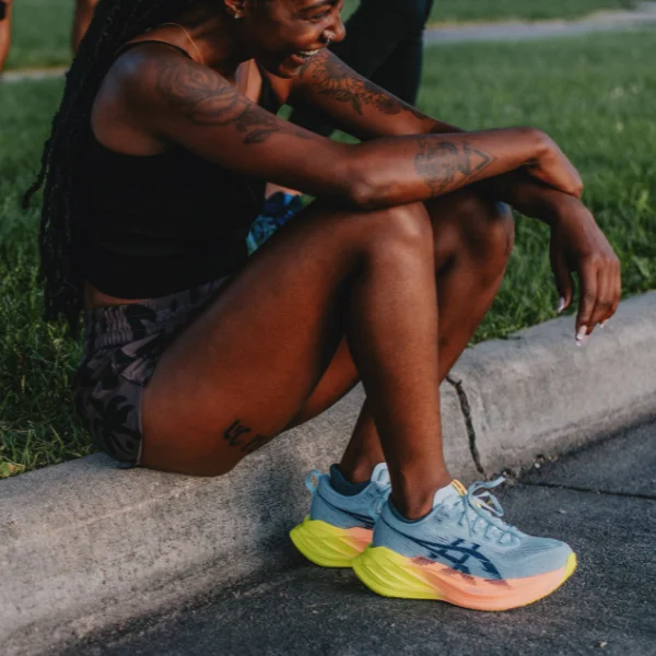 Woman wearing ASICS shoes