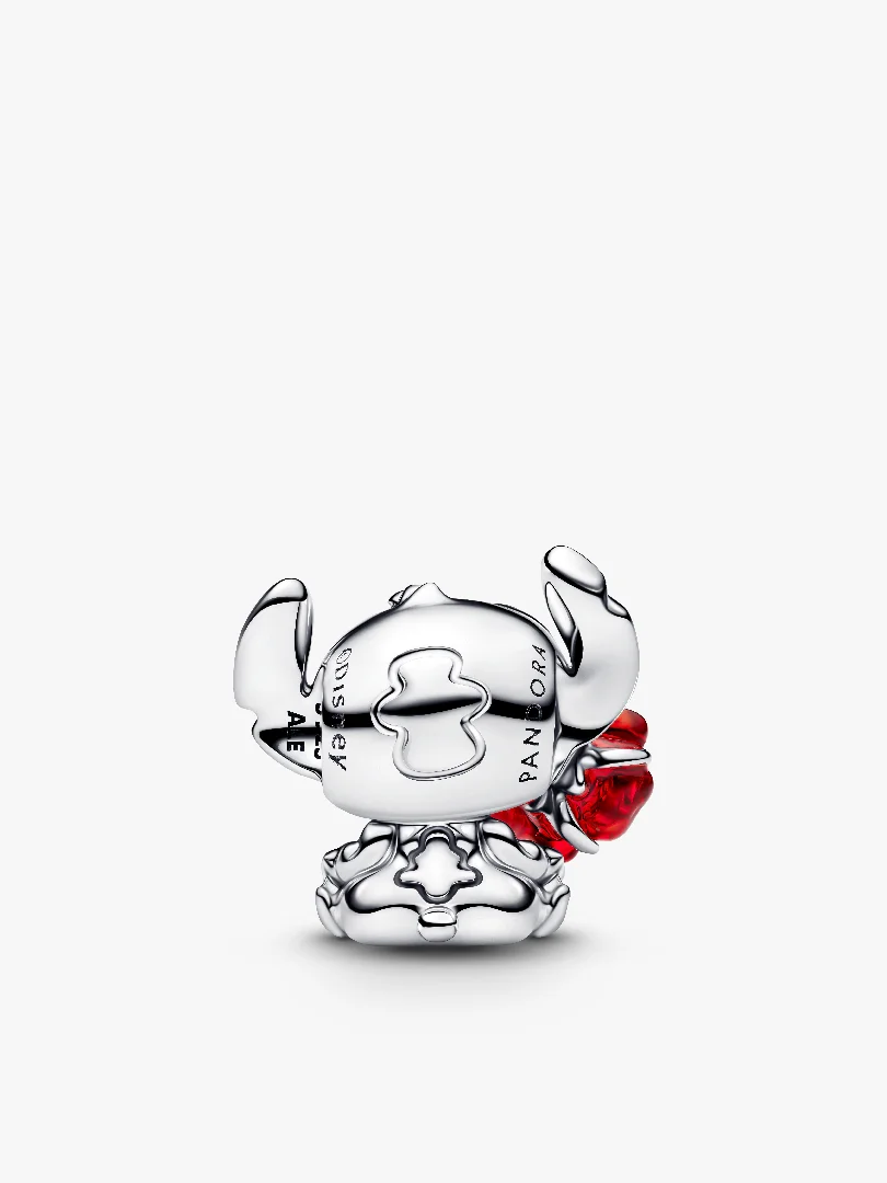 Disney Stitch Rose Murano Glass Charm
