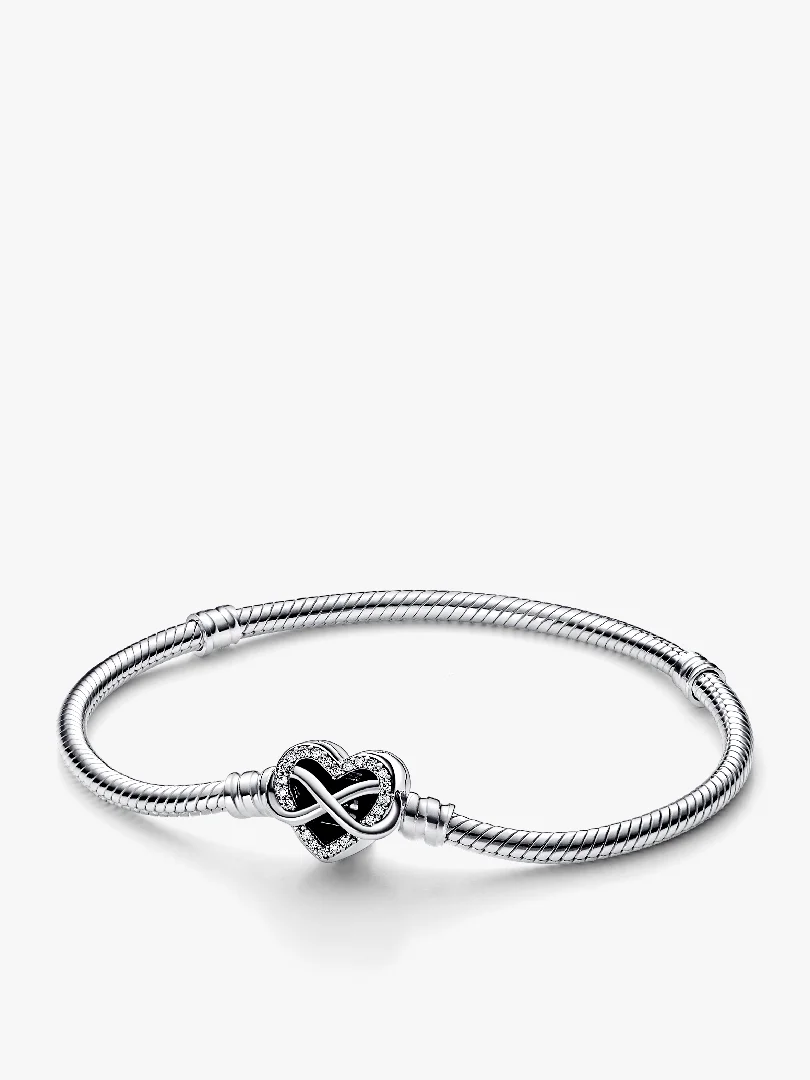 Pandora Moments Sparkling Infinity Heart Clasp Snake Chain Bracelet