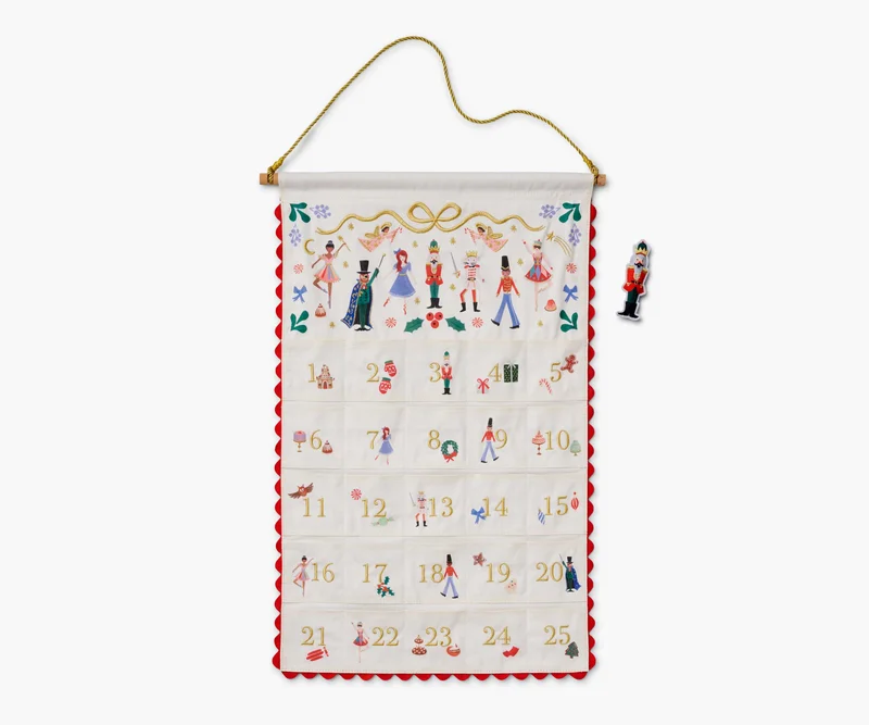 Image of Embroidered Hanging Advent Calendar - Nutcracker