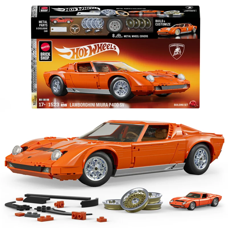 Image of Mattel Brick Shop Hot Wheels Lamborghini Miura P400 SV Building Set