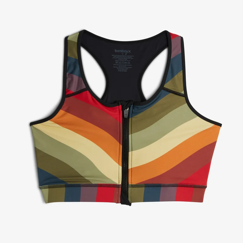Image of Swim Racerback Zip Compression Top - Rainbow Wave