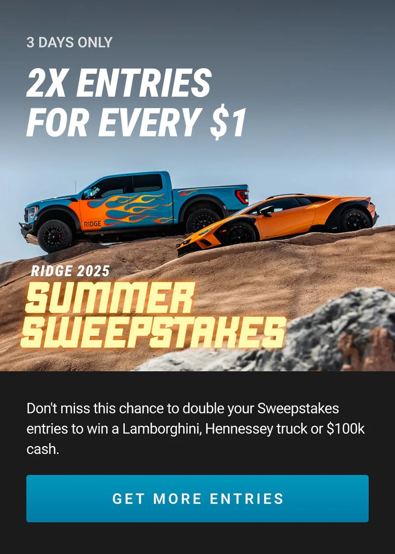 2x Entries for Every $1 | 3 days Only