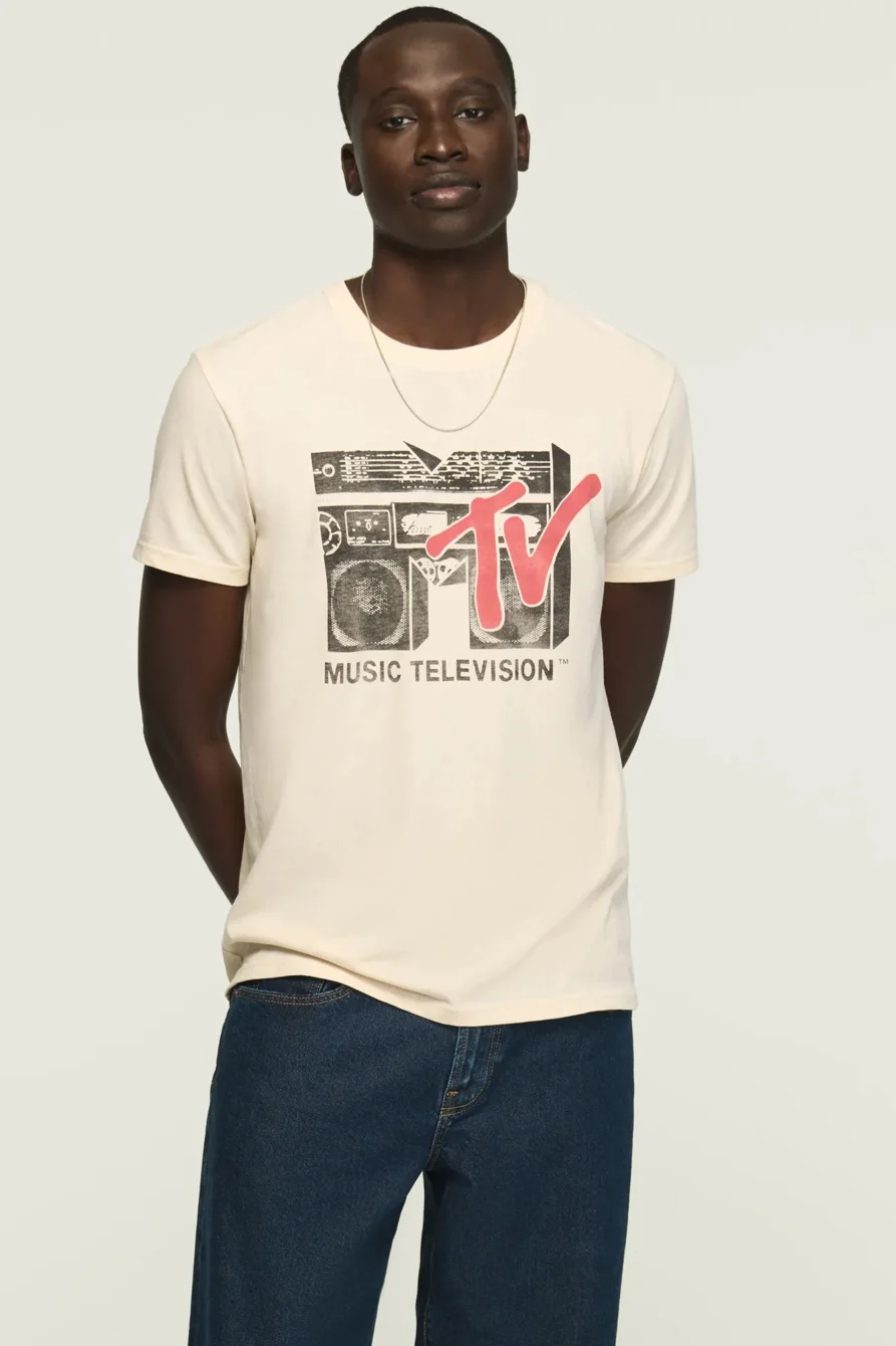 Image of Lucky Brand Mtv Boom Box Tee - Men's Clothing Tops Shirts Tee Graphic T Shirts in New Birch