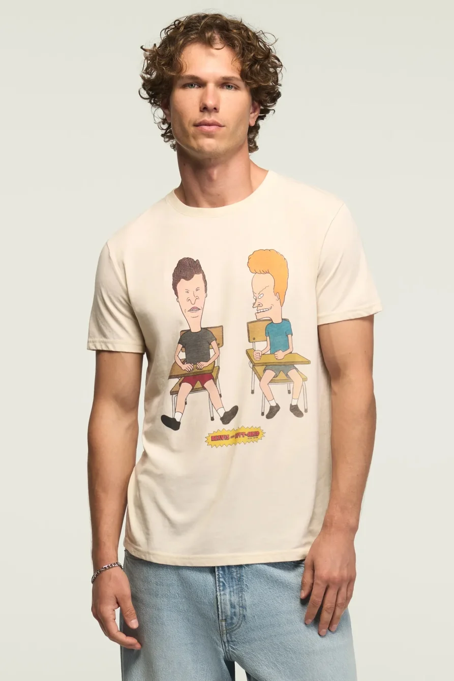 Image of Lucky Brand Beavis And Butthead Desks Tee - Men's Clothing Tops Shirts Tee Graphic T Shirts in New Birch