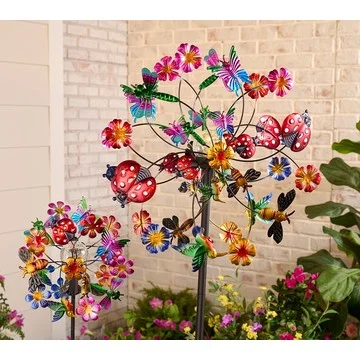 Temp-tations Outdoors Set of 2 Wind Spinners with Solar Lights