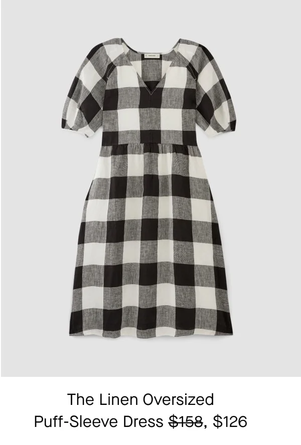 [image]The Linen Oversized Puff-Sleeve Dress
