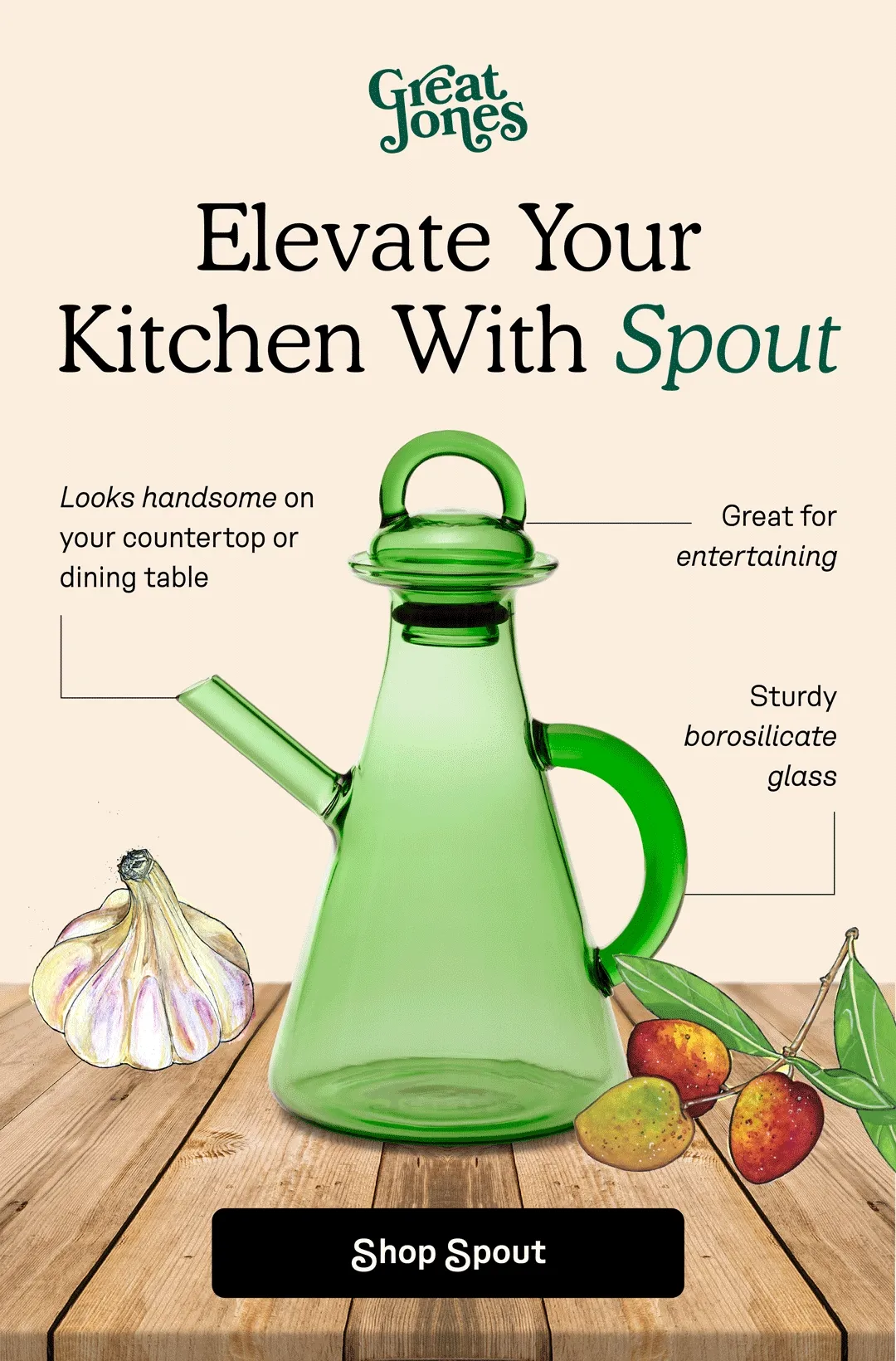 Looks handsome on your countertop or dining table!