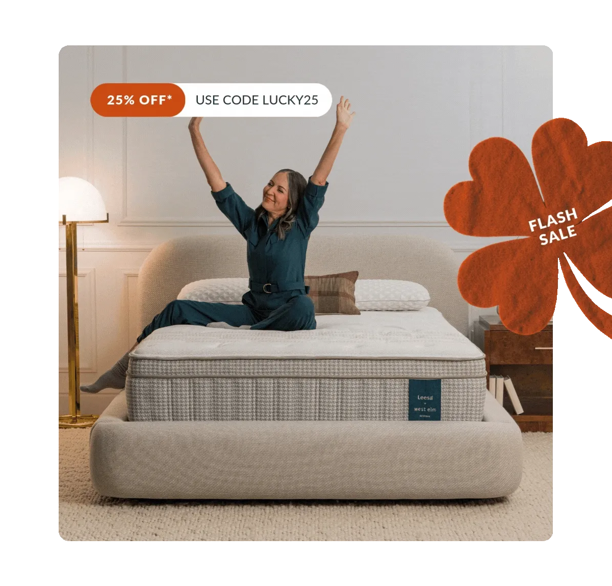 GIF of a woman sitting on a bed with a pillows