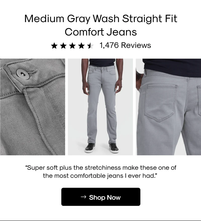 Medium Gray Wash Straight Fit Comfort Jeans