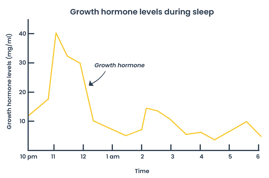 Growth hormone levels during sleep