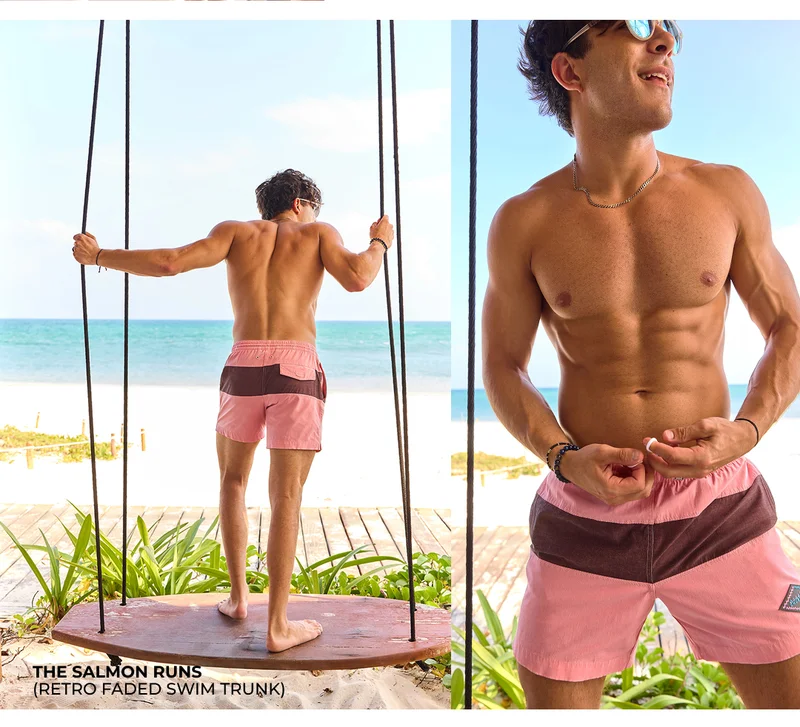 Retro Faded Swim Trunk: The Salmon Runs