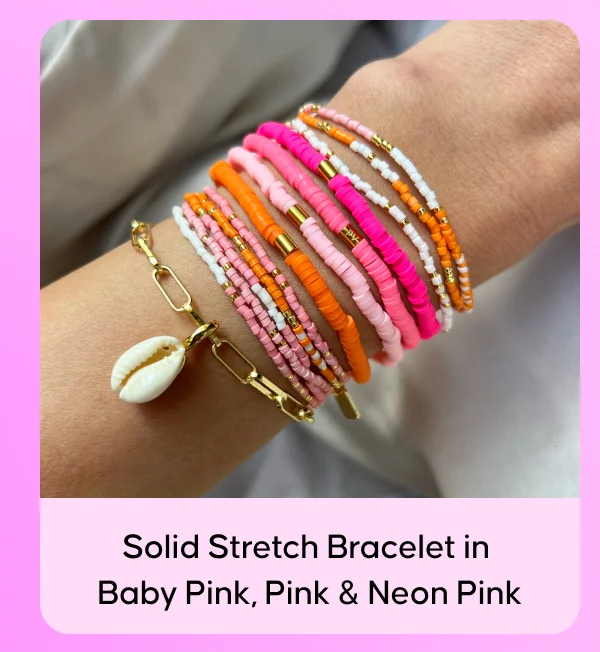 Solid Stretch Bracelet in Baby Pink, Pink & Neon Pink