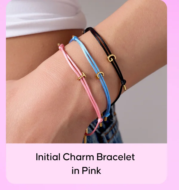 Initial Charm Bracelet in Pink