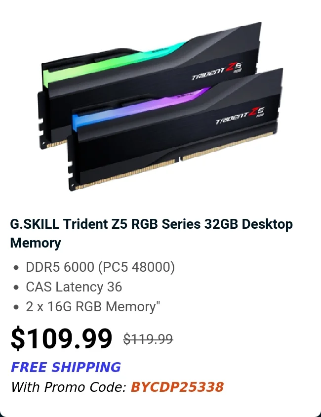 G.SKILL Trident Z5 RGB Series 32GB Desktop Memory