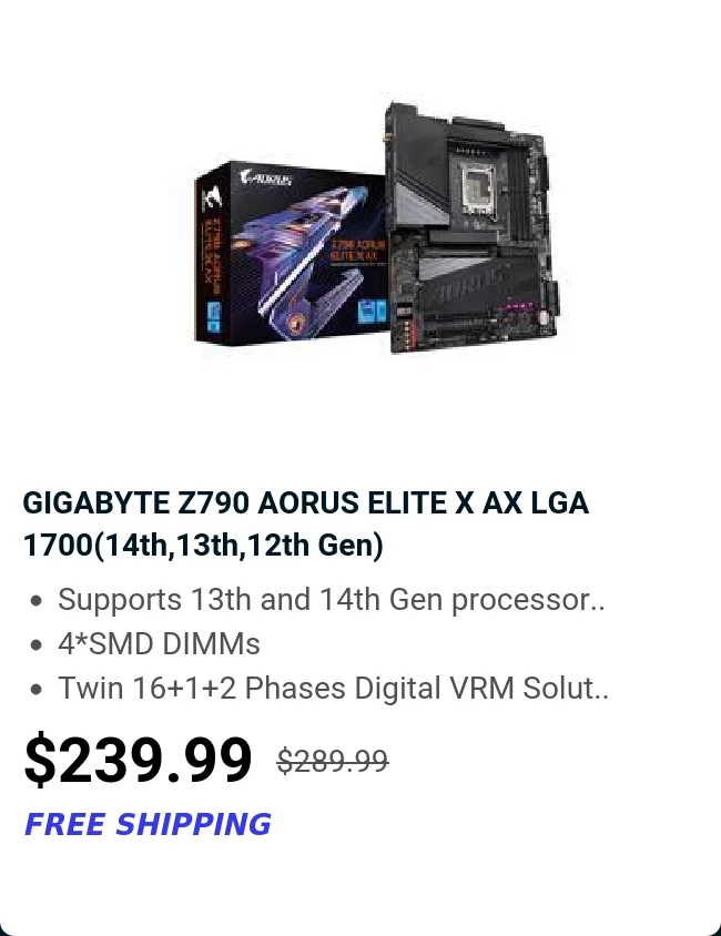 GIGABYTE Z790 AORUS ELITE X AX LGA 1700(14th,13th,12th Gen)