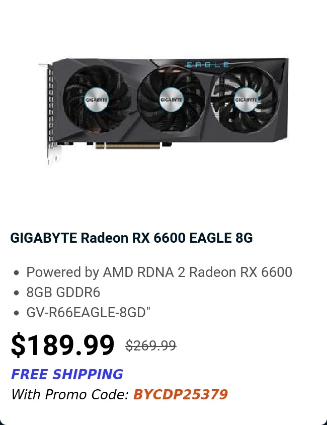 GIGABYTE Radeon RX 6600 EAGLE 8G