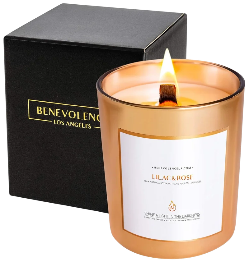 Image of Benevolence LA Lilac & Rose - Gold Glass Candles